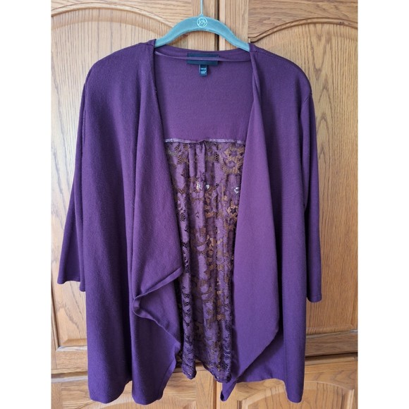 Lane Bryant Lightweight Open-Front drape lace back cardigan Size 10/12 - Picture 1 of 5